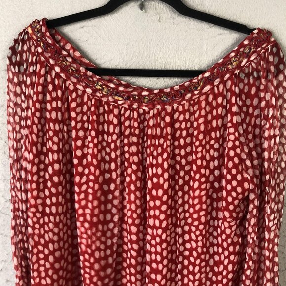 Paul Ropp Dress Womens Size 3 Red White Polka Dot Paisley Boho Rayon Indonesia - Picture 9 of 16
